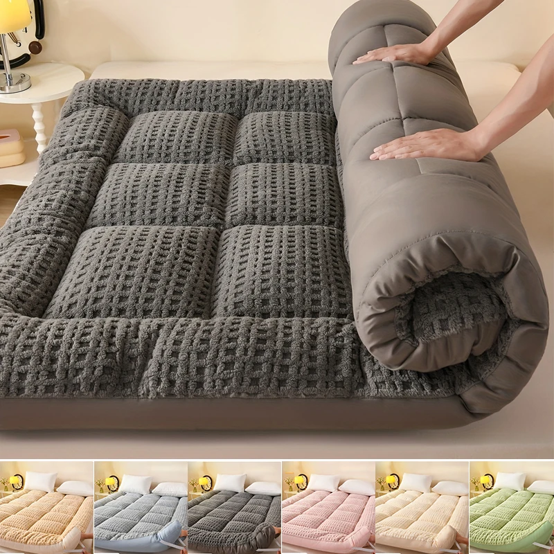 

1pc Luxury Milk Velvet Mattress Pad,Warmth Winter Cold Protection Ultra Soft Comfortable Thickened Quilted Bed Protector Cover