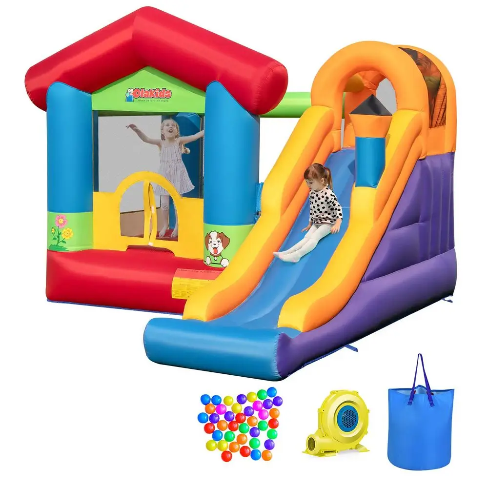 

Inflatable Bounce House, Kids Jumping Castle with Slide, Basketball Rim, Climbing Wall, Indoor Outdoor Inflatable Obstacle Cour