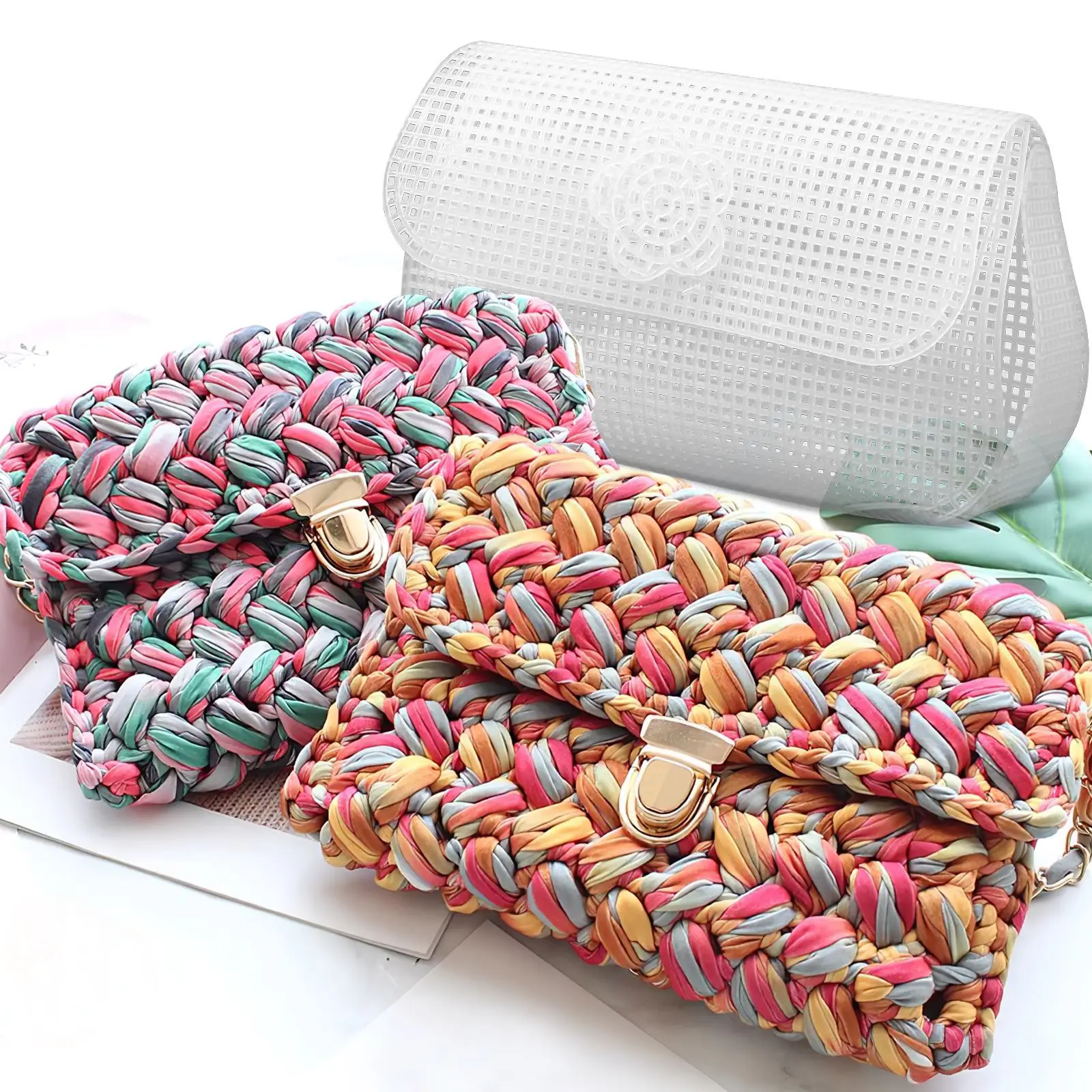 

6pc DIY Plastic Mesh Canvas Sheet Bag Make Pad Cross Stitch Embroidery Knitting Sheet Crochet Bag Purse Handbag Making Accessory