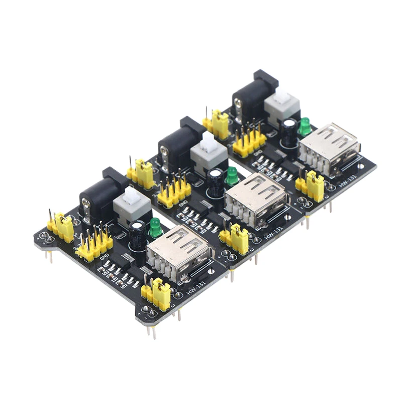 3sets 3.3V 5V MB102 Solderless Breadboard Power Supply Module with 9V Battery Clip Power Cable 2.1x 5.5mm Male DC Jack Plug