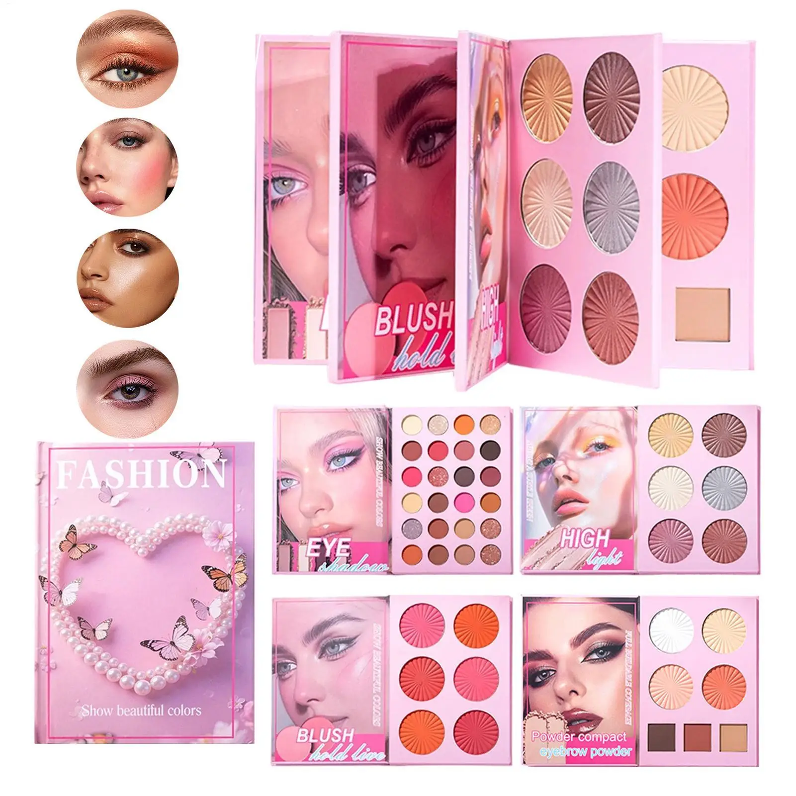 

Палитра теней для век из 43 ярких оттенков: шиммер, матовые, глиттеры. Косметика для макияжа глаз, румяна, контуринг, хайлайтер.