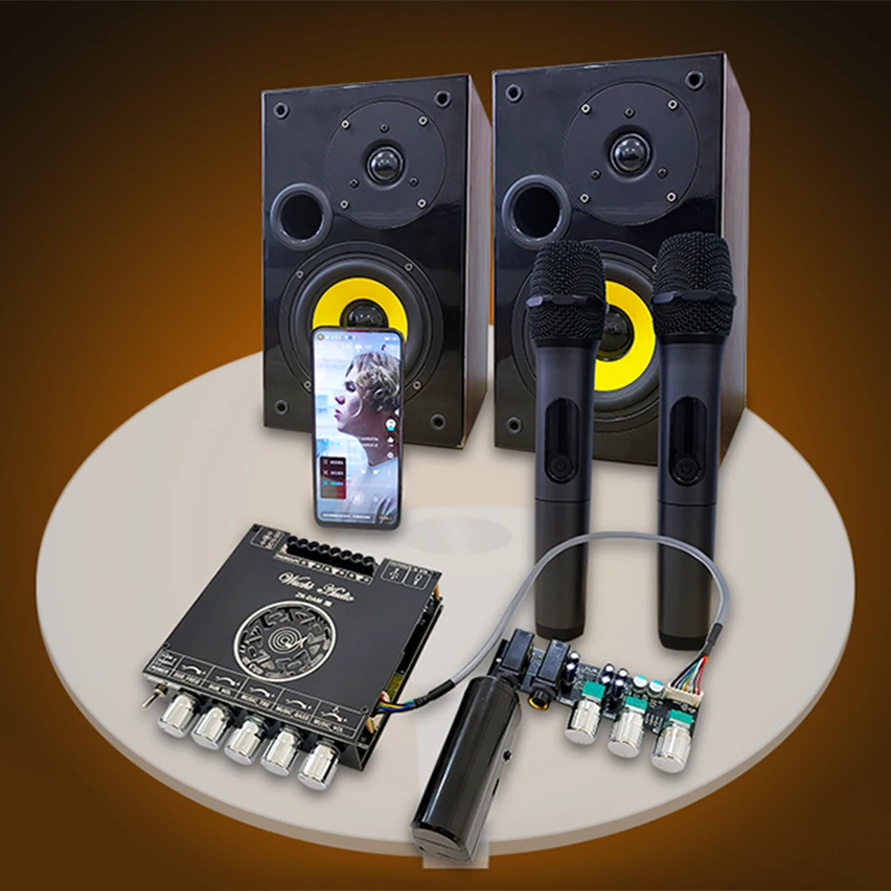 DC15-36V ZK-DAM-L1 scheda amplificatore Bluetooth integrata a 2.1 canali per microfono per canto Karaoke ad alta potenza.