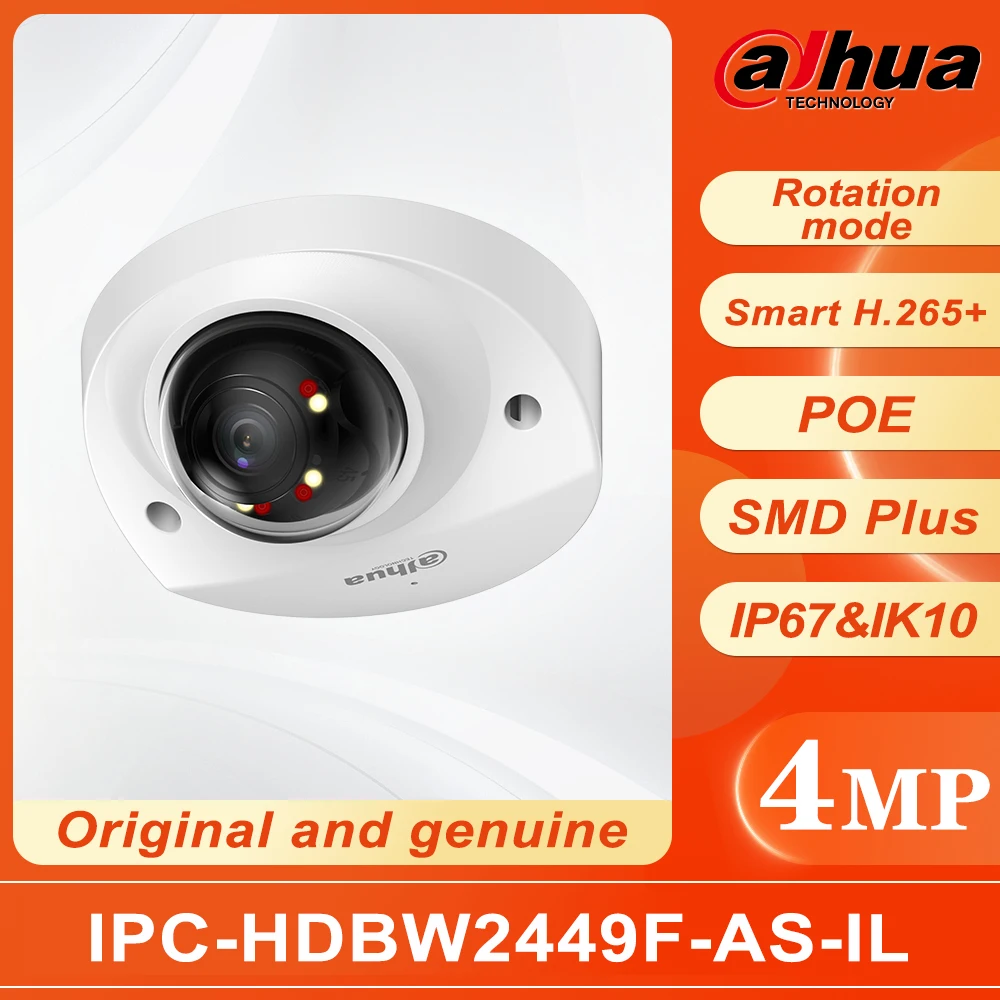 Dahua 4MP Smart Dual Light Fixed-focal Dome WizSense Network Camera IPC-HDBW2449F-AS-IL