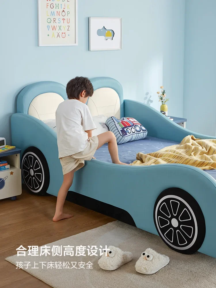 Kids Car Bed Boy Cartoon with Guardrail Creative Bedroom Boy double bed Baby cot boy run lathe