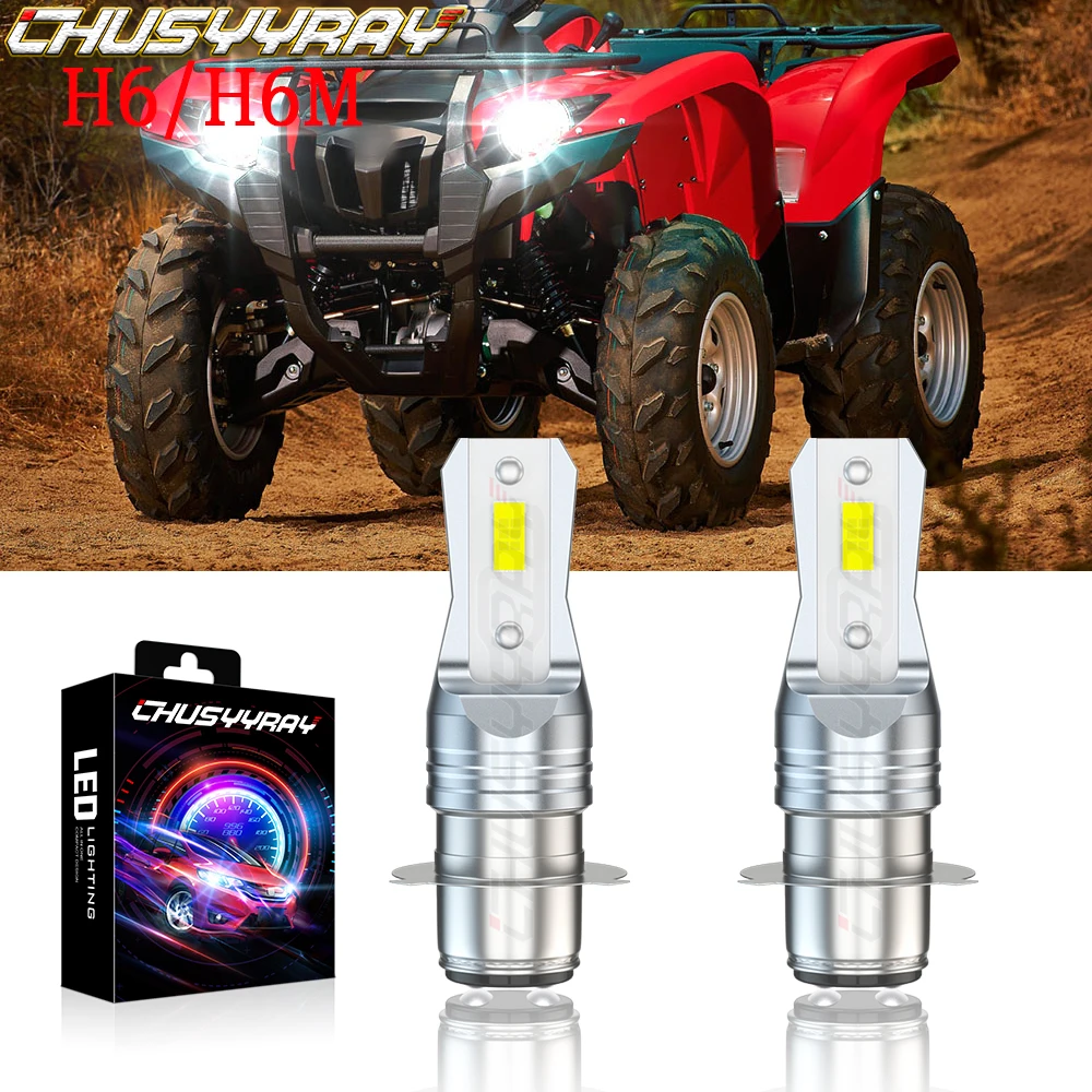 CHUSYYRAY 2X Led Headlight H6 H6M P15D Bulbs Light 6000K Compatible For Honda Sportrax TRX400EX 1999-2005 2006 2007 2008