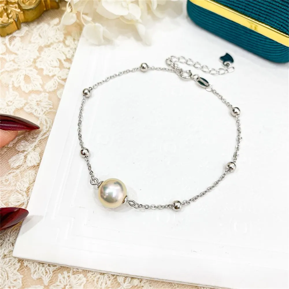 DIY Pearl Accessories S925 Silver Needle Adjustable Cross Chain O-shaped Link Road Pass Chain Pendant Pearl Bracelet S005 S012