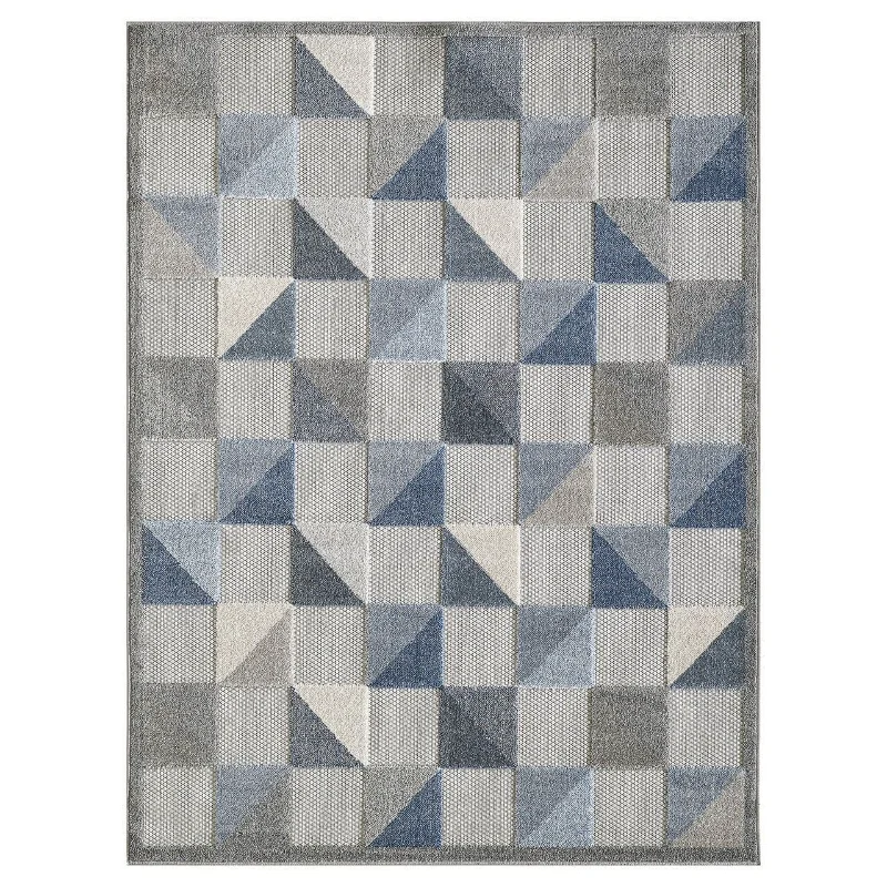 Area Rug Durable Blue Gray Triangle Indoor Outdoor Carpets for Living Room Rugs for Bedroom Home Decor