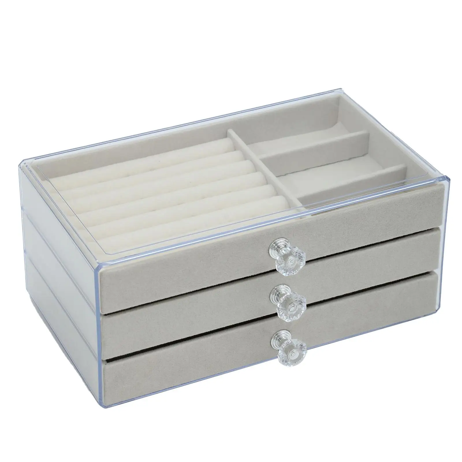 منظم مجوهرات مع أدراج 3 طبقات للخواتم والقلائد ودبابيس الإسورة #4