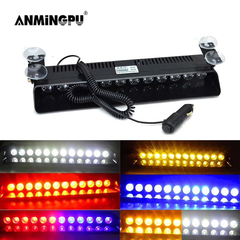 ANMINGPU Emergency LED Strobe Light Police for Car Truck Red Blue Amber White LED Flasher Beacon Warning Lamp Car Light Assembly