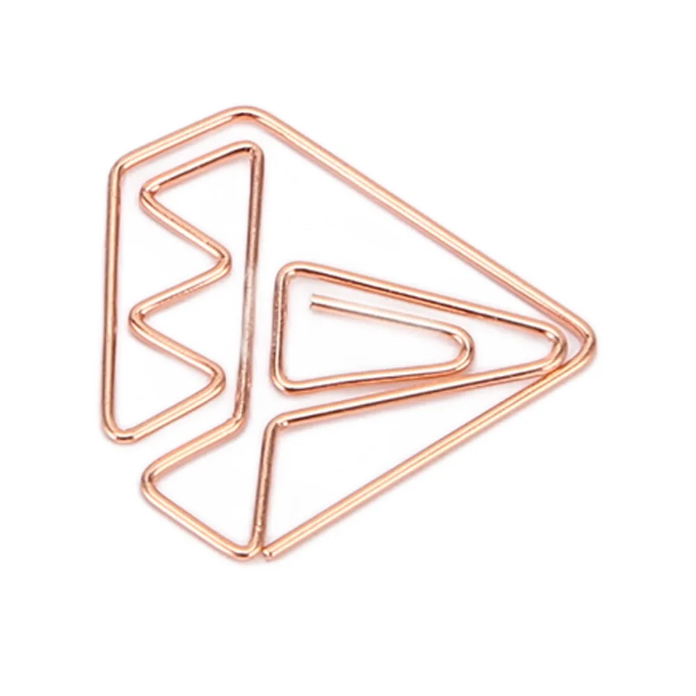 100pcs Metal Rose Gold Paper Clips Small Rose Gold Diamond Paper Clips Multifunctional Heart Paper Clips Wedding Decoration