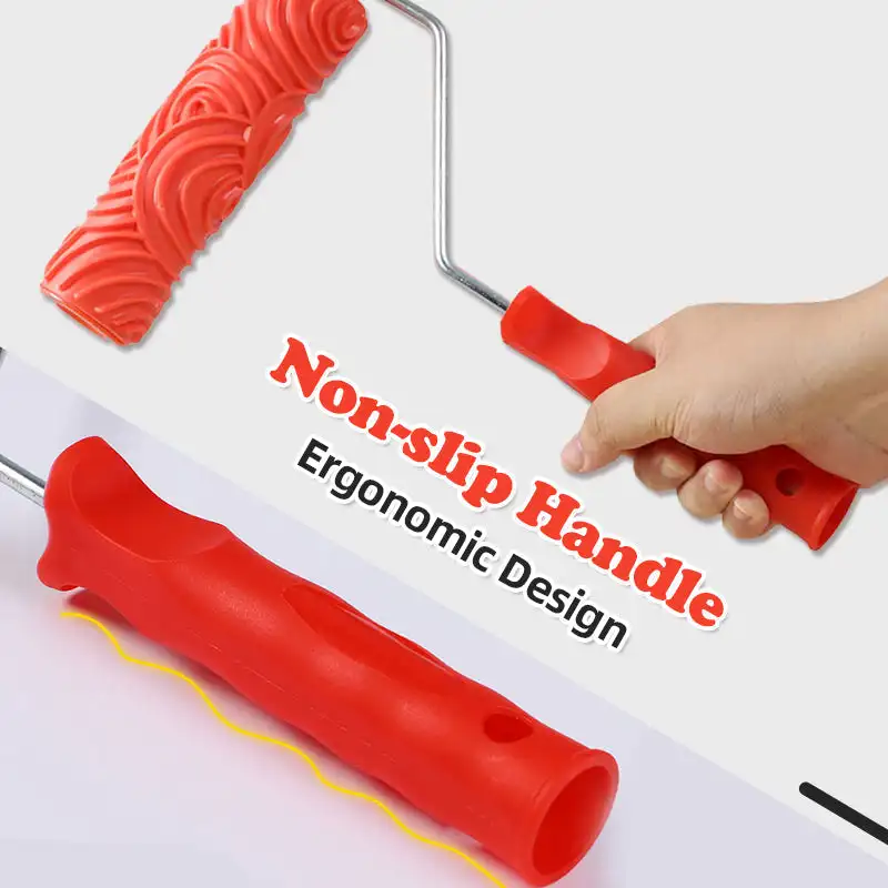 Rubber Pattern Roller brush Paint roller Embossed Texture Painting Tools for Wall Decorative Household Brush Patterned Paint