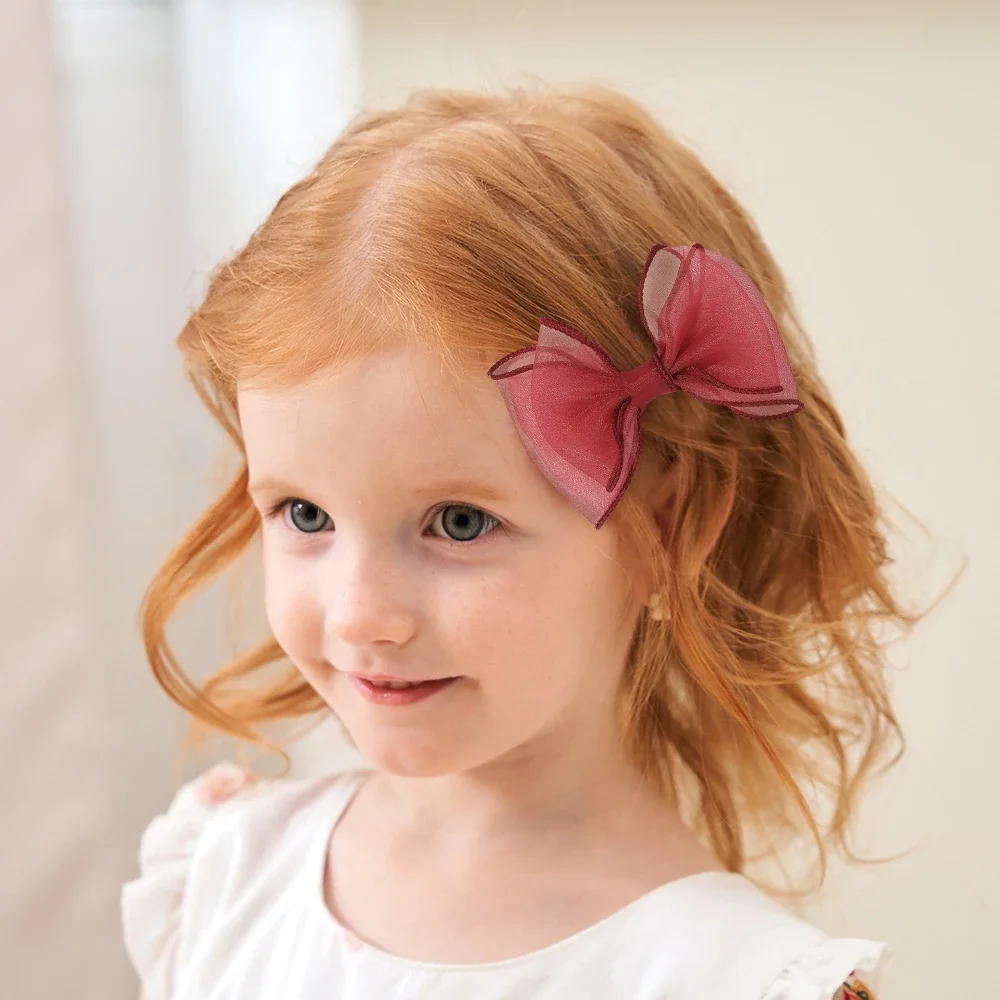 ベビーボウ 2個/ロット 4.3インチ 大きなリボン 二重層糸 ヘアクリップ キッズヘアバングアクセサリー 女の子 ファッション ドレスアップ ヘッドドレス