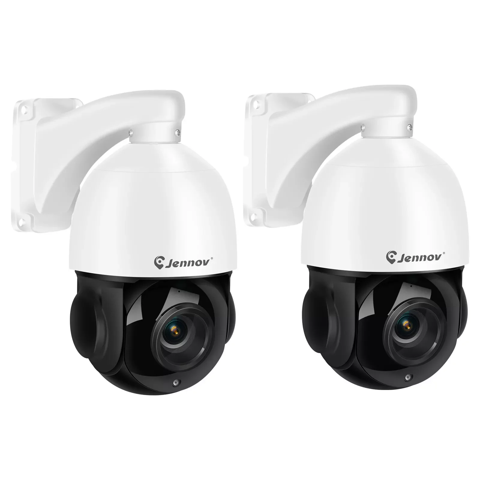 Jennov 2Pcs 360° 8MP PTZ POE IP Outdoor Security Camera 4K 30X Optical Zoom IR Night CCTV