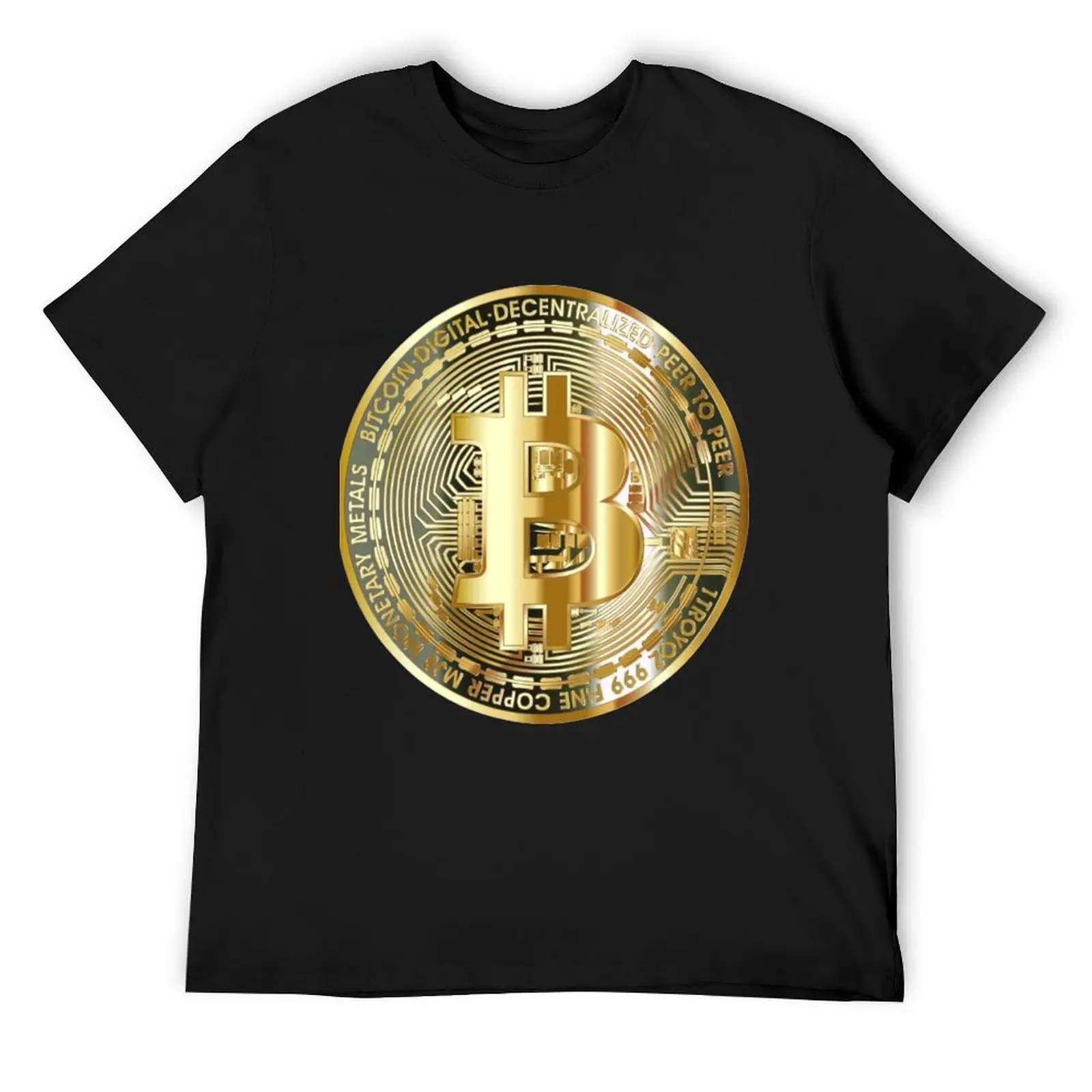 golden Bitcoin T-Shirt kawaii clothes cotton graphic tees oversized t shirt rapper graphic tees workout shirts for men