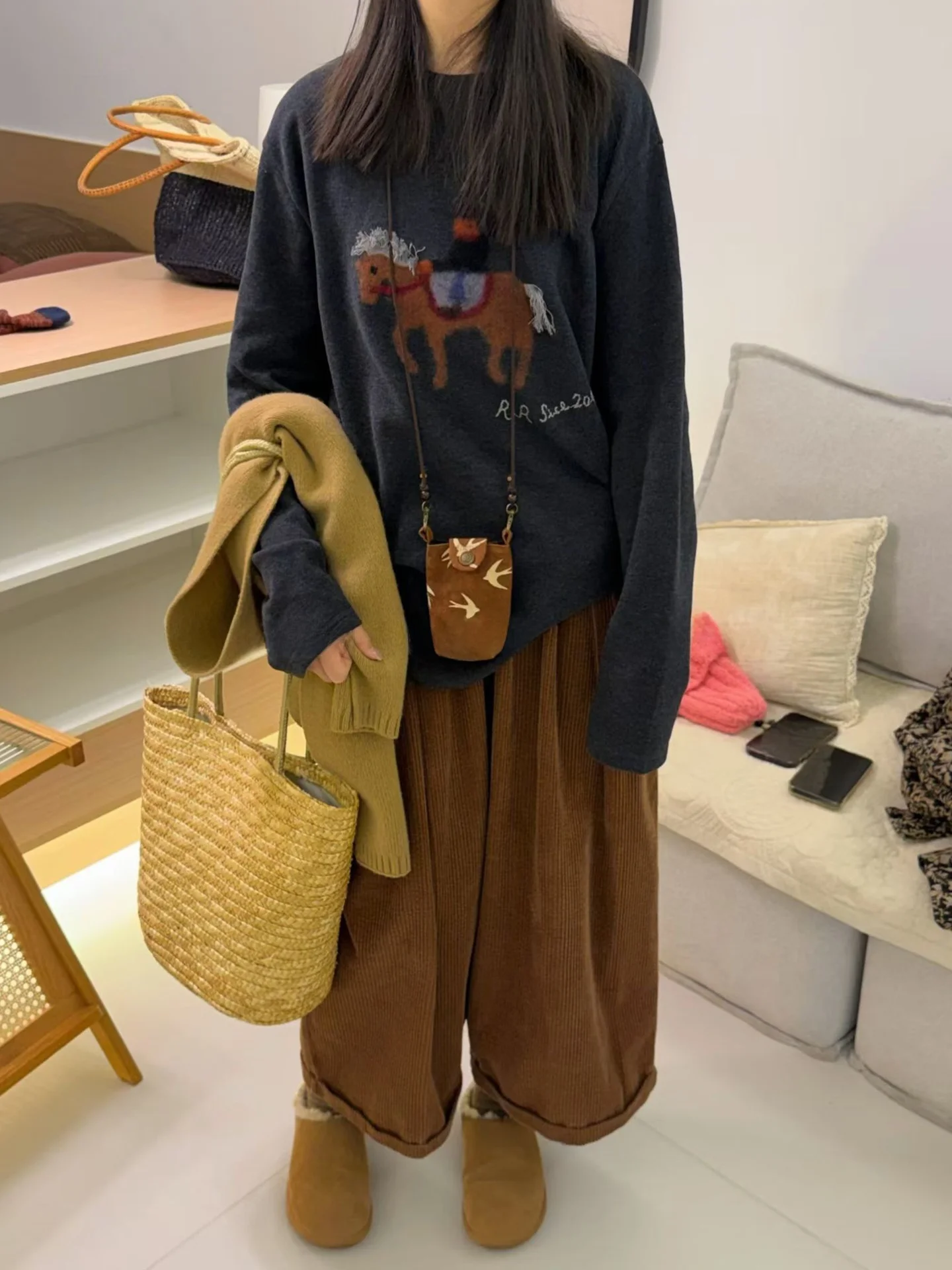 

Осенне-зимняя бежевая шерстяная фетровая куртка в стиле ретро для женщин больших размеров, длинный рукав, модная женская одежда