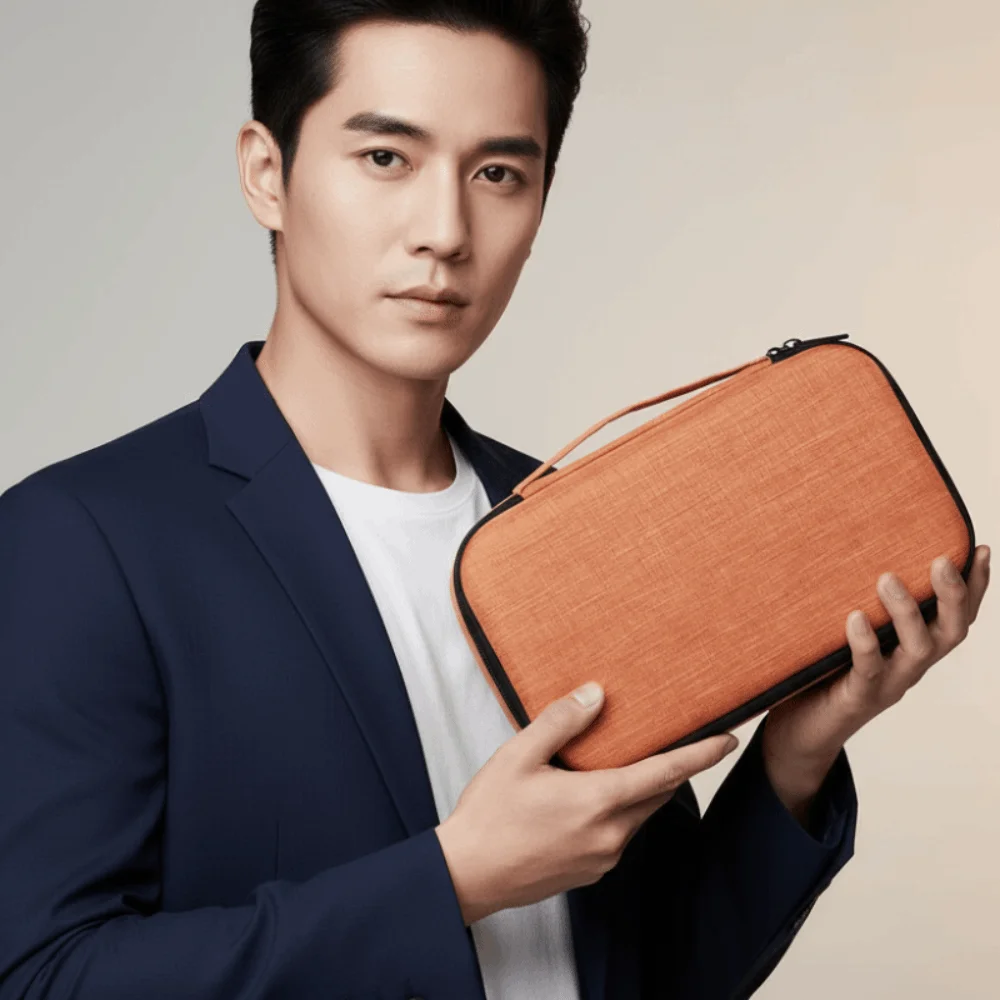Dustproof Sunglasses Storage Box Hard Shell Fabric Carry Handle EVA Hard Glasses Case Multi Grid Divider Compact Size