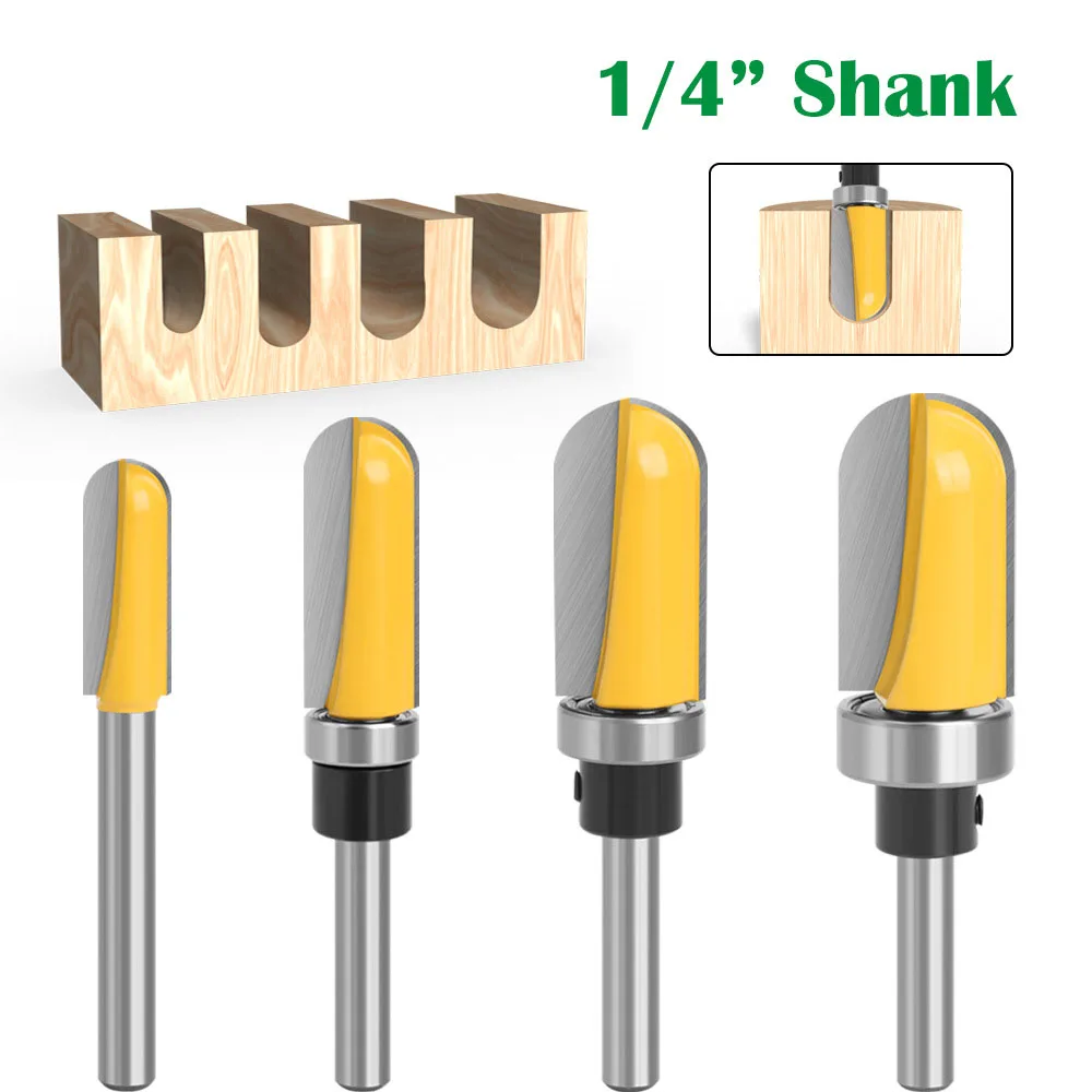 1PC 1/4 "6.35MM Shank Milling CUTTER ไม้แกะสลัก Router บิตคาร์ไบด์ End Mill เครื่องมือใบมีดยาวรอบจมูก Bit Core กล่อง Router Bit