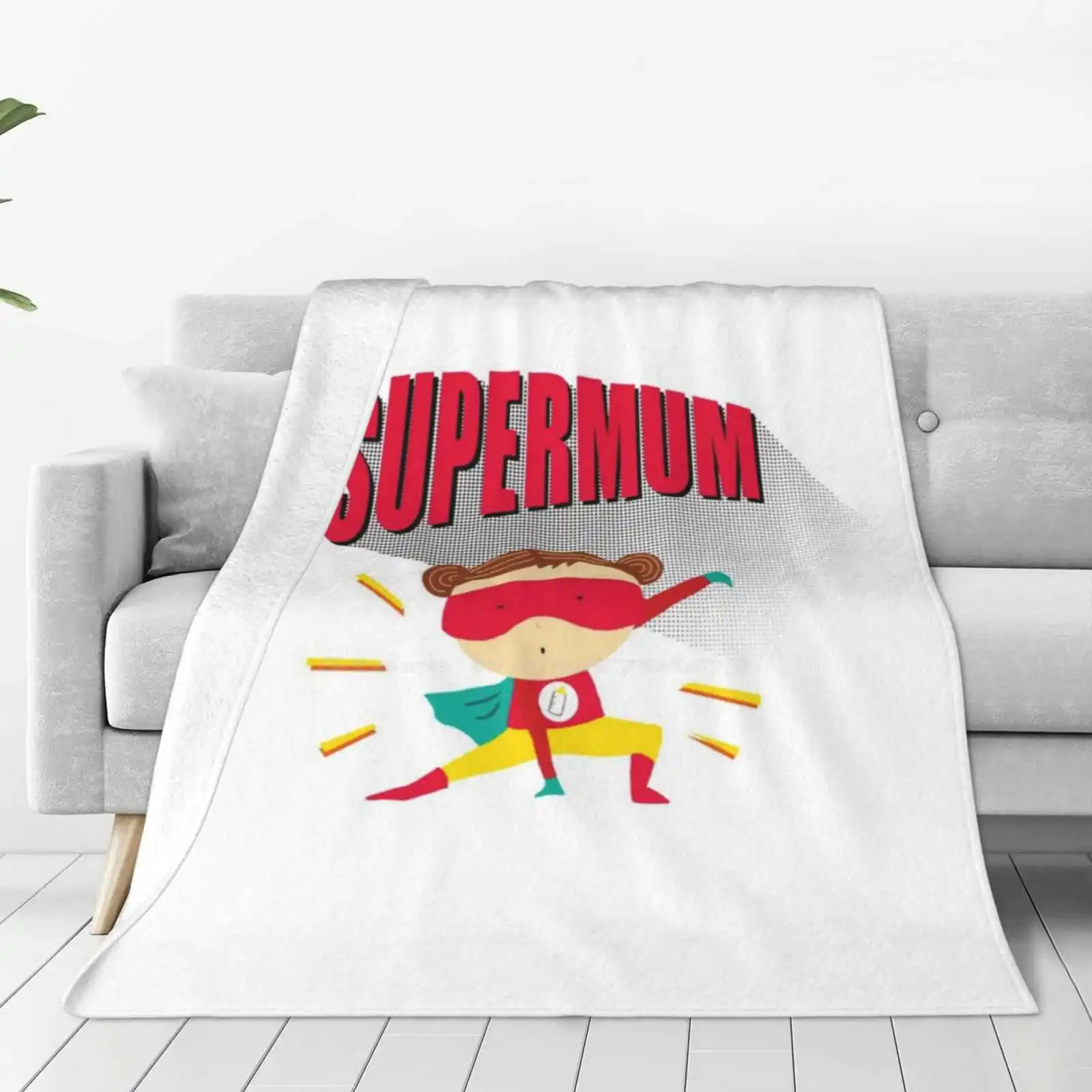 Super Mum!! Best Selling Room Household Flannel Blanket Mum Superhero Super Hero Parenting Typography Graphic Fun Colour