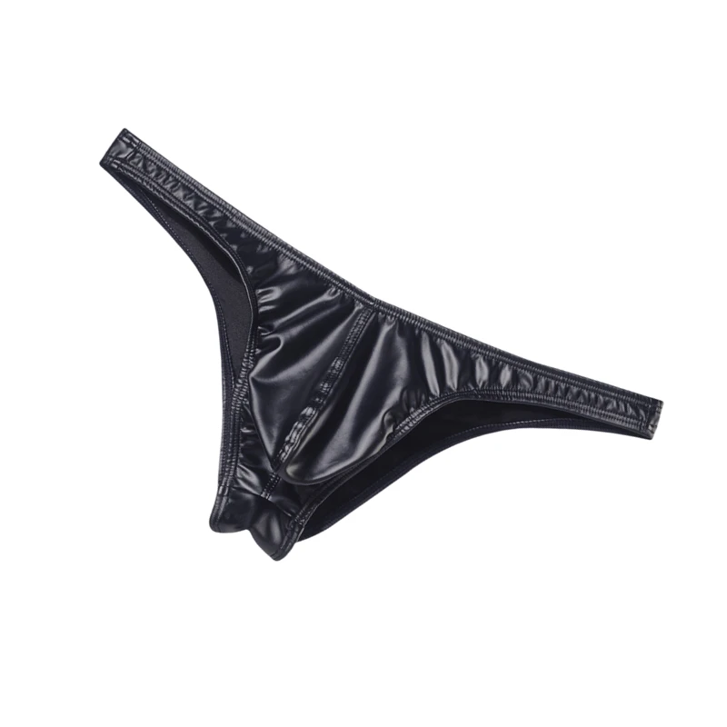 2pcs Men Butt-Lifting Bikini Briefs Underwear Sexy Pouch Male Mini Panties Cuecas Faux Leather Gym Underpants Exotic Hombre Slip image 3