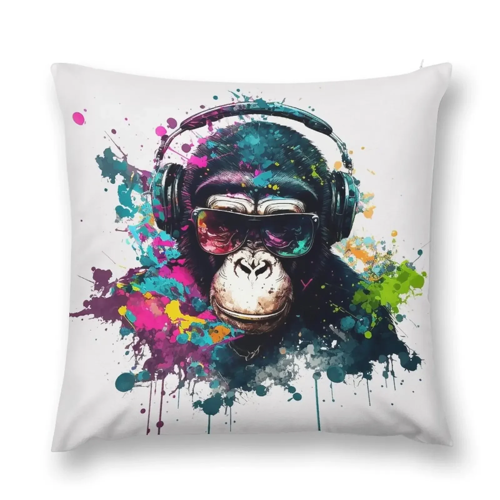 Ink Splash DJ Chimp Throw Pillow Cushion Cover Set luxury sofa pillows pillow