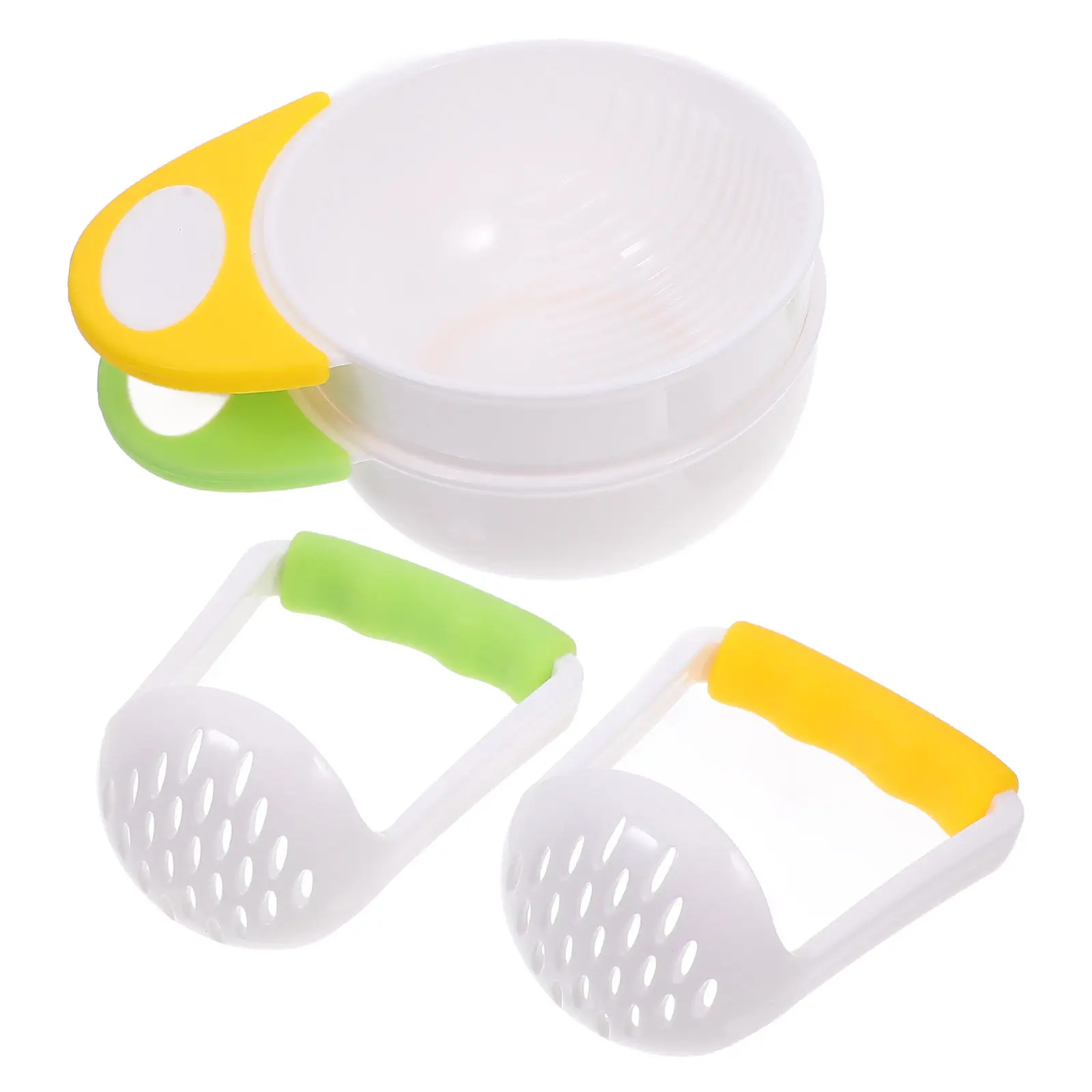 

2 Sets Baby Food Grinding Bowl Multifunctional Kids Mill Masher Yellow Green Toddler Complementary Kitchen Bar Utensil