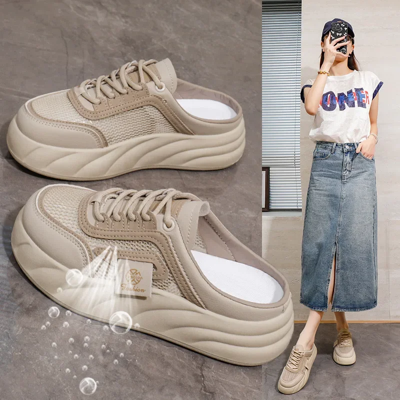 

Summer women's casual and comfortable walking shoes mesh indoor and outdoor non-slip loafers without heel sandals