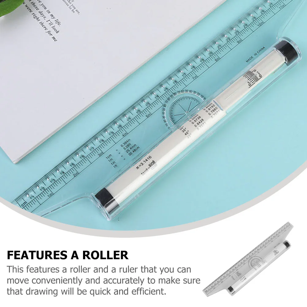 Translate Roller Ruler Parallel Portable Measuring Tool Alignment Plastic Multi-purpose Rolling
