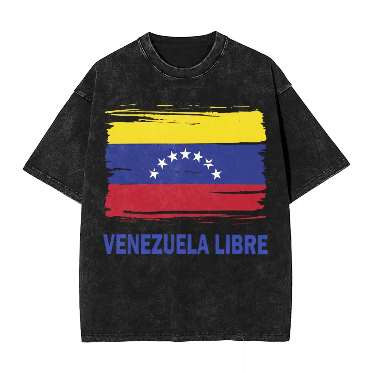 

Venezuela Libre 7 Star Flag Washed T Shirt Cool T-Shirts Venezuelan Tee Shirt Men Women Short Sleeve Oversize Printed