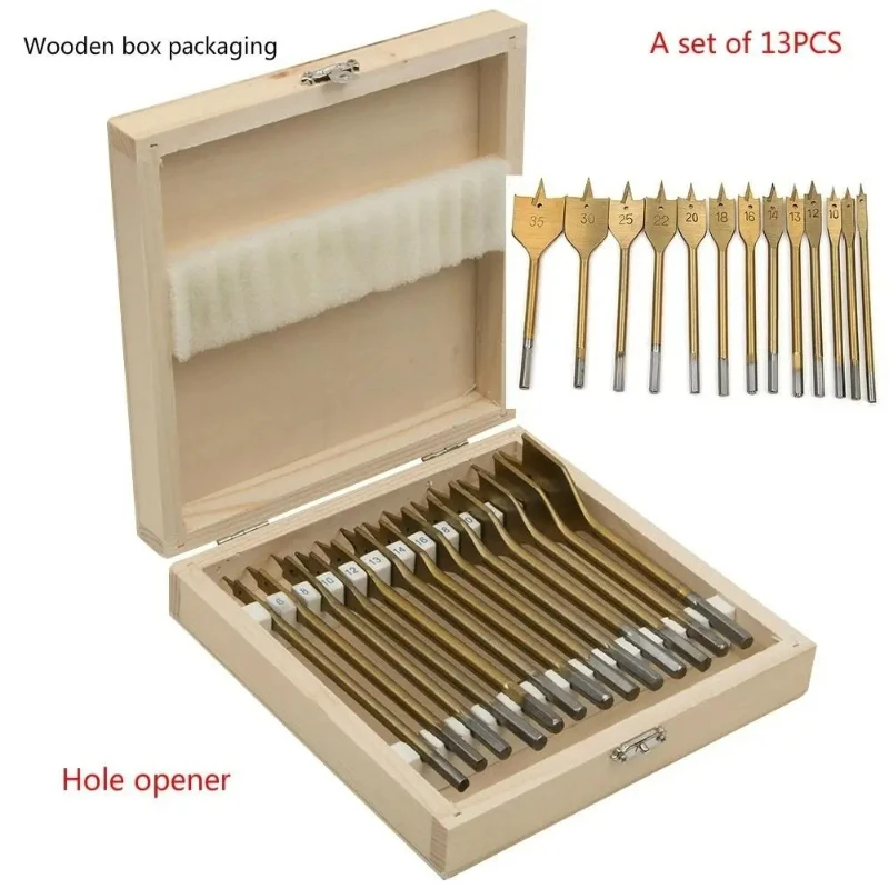 

13 шт. шестигранный хвостовик с титановым покрытием, плоские лопаточные сверла по дереву, от 6 мм до 35 мм, кольцевая пила, сверлильный инструмент