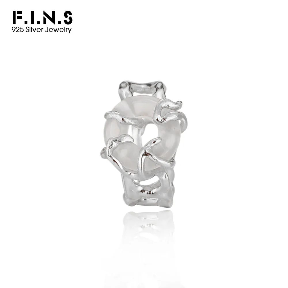 

F.I.N.S 1PC New Chinese S925 Sterling Silver Round Peace Buckle Ear Clip No Piercing Irregular Earcuff Catilage Fine Jewelry