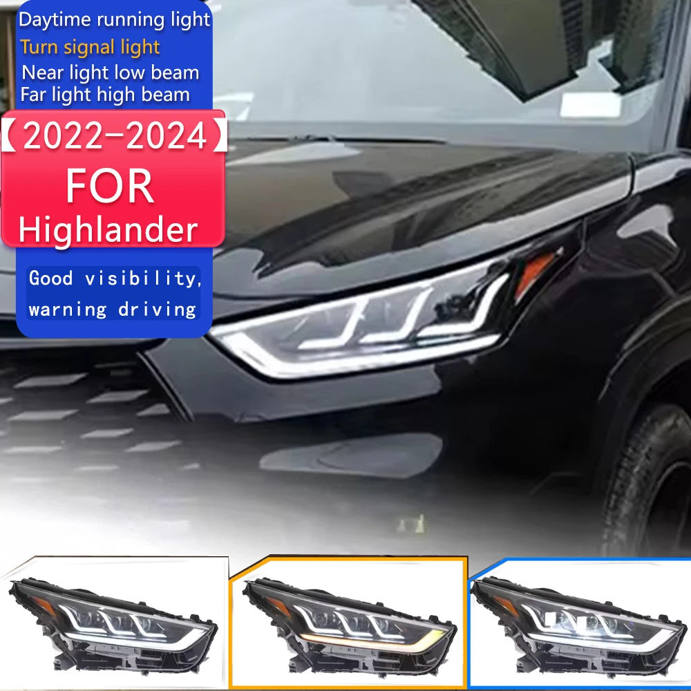 Car Styling Head Lamp for Toyota Highlander Headlights 2022-2024 New Kluger LED Headlight DRL Hid Bi Xenon Auto Accessories