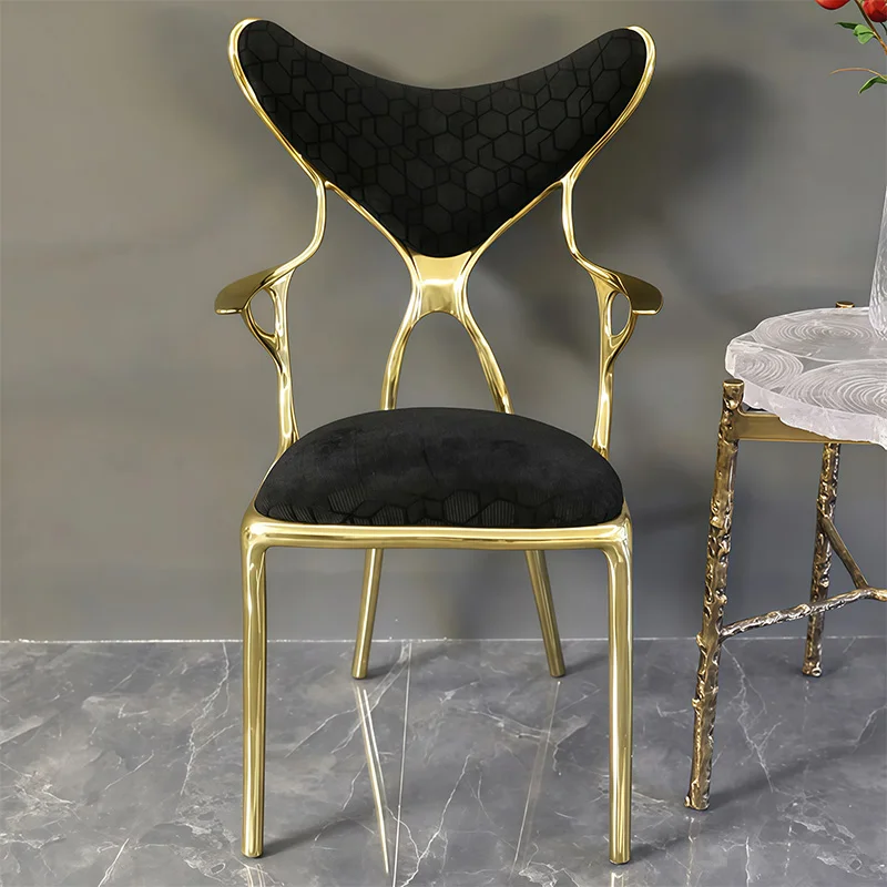 Luxury Velvet Seat Copper Contemporary Apartment Entrance Restaurant Armchair Home Hotel Modern Furniture