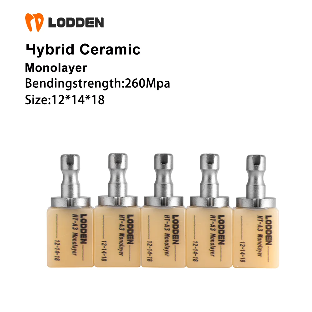 

LODDEN 5pcs Monolayer Hybrid Ceramic Dental Composite Resin Ceramics Blocks 18-14-12 for ChairsideInstant Restoration Materials