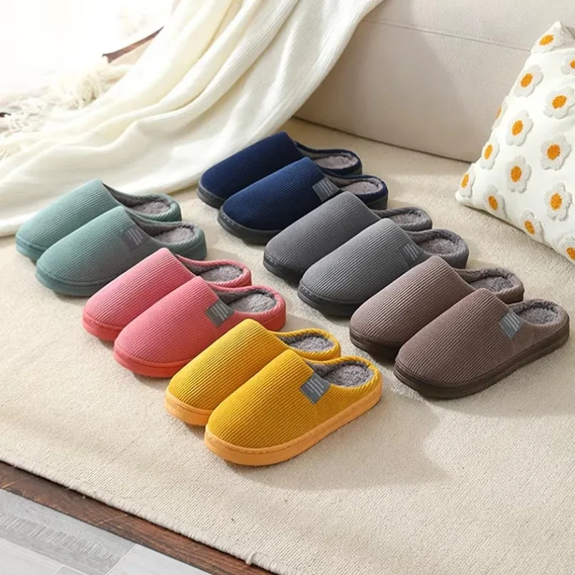 Haus Plüsch Slipper Frauen Klassische Fuzzy Winter Warme Pelz Nicht Slip Innen Weibliche Hause Zimmer Schuh Mann männlich Faul Schuhe Schlafzimmer