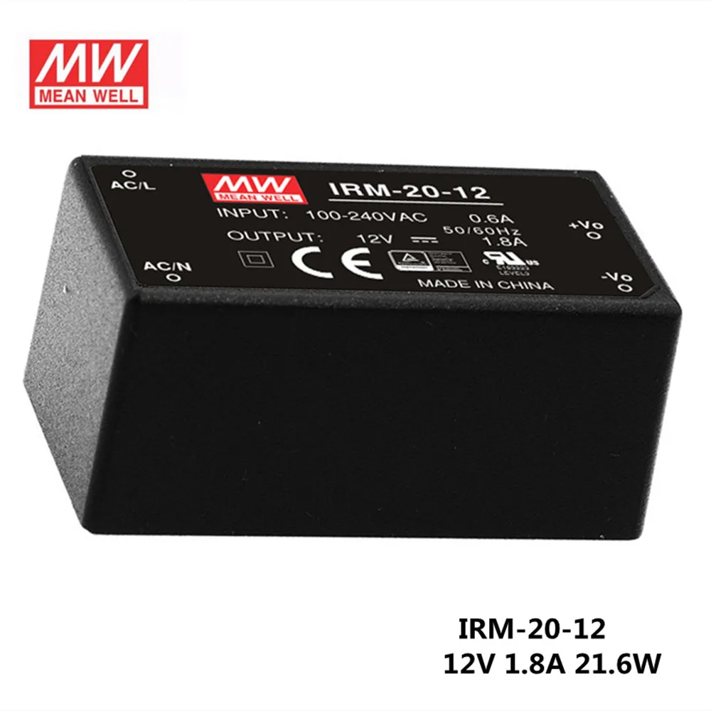 MEAN WELL IRM-20-12 12V 1.8A meanwell IRM-20 12V 21.6W Single Output Encapsulated Type