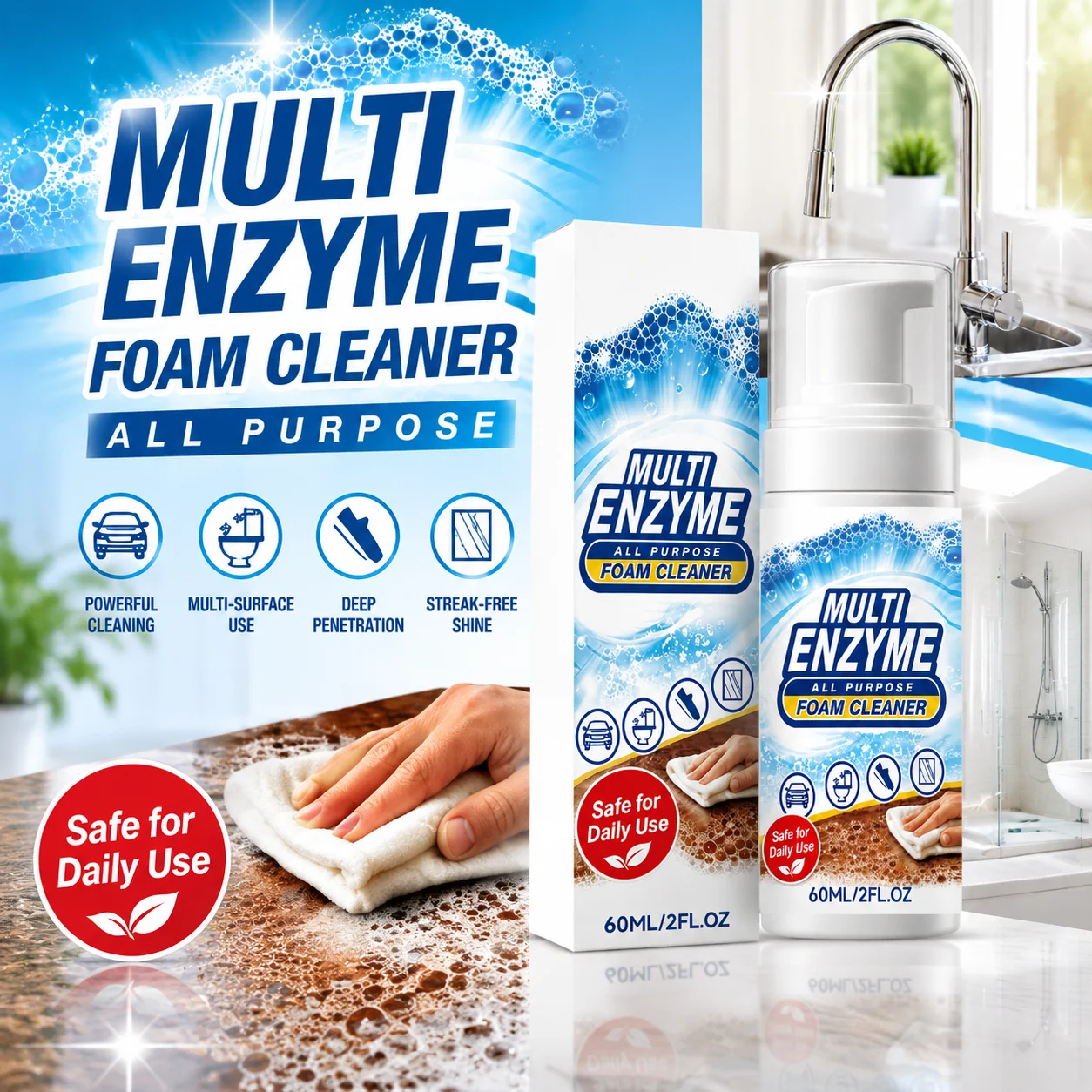 Foam Cleaner Car Interior Cleaning Spray All Purpose Cleaner Kitchen Bathroom Cleaner Stain Removal Tool Portable Home Cleaning