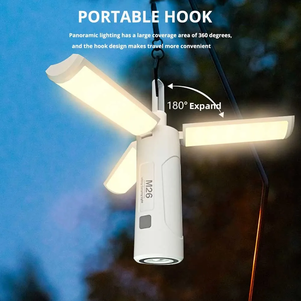 lanterna de acampamento dobravel portatil power bank iluminacao exterior lanterna luz de tenda led recarregavel equipamentos de emergencia lampadas 01