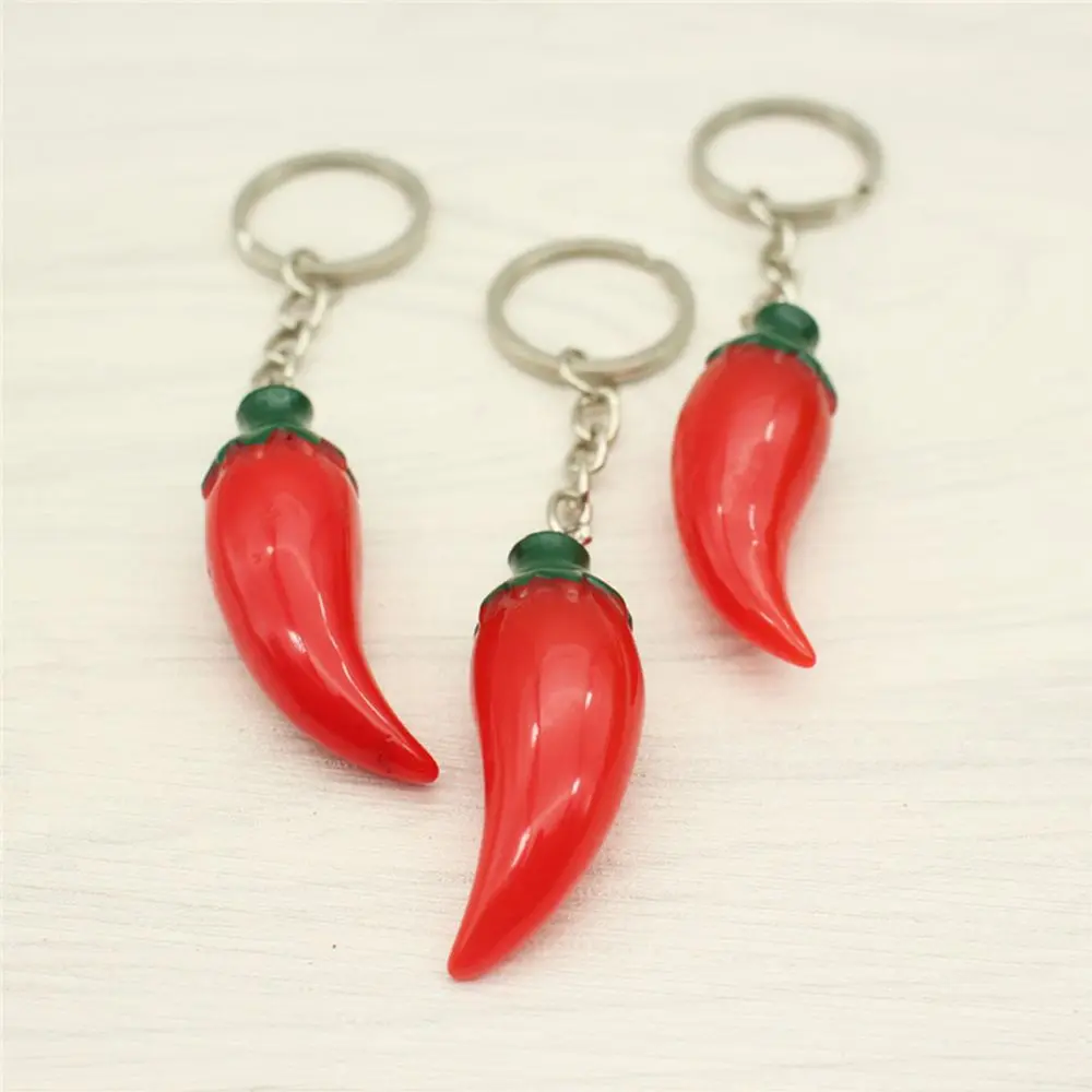 3 pcs Creative Simulation Red Chili Key Chain Key Ring Fashion High Quality Keychain for Bags Car Accessories