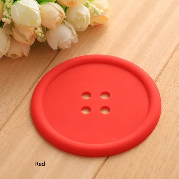 Multiple colors Silicone Cup mat Cute Colorful Button Cup Coaster Cushion Holder Drink Cup Placemat Mat Pads Coffee Pad