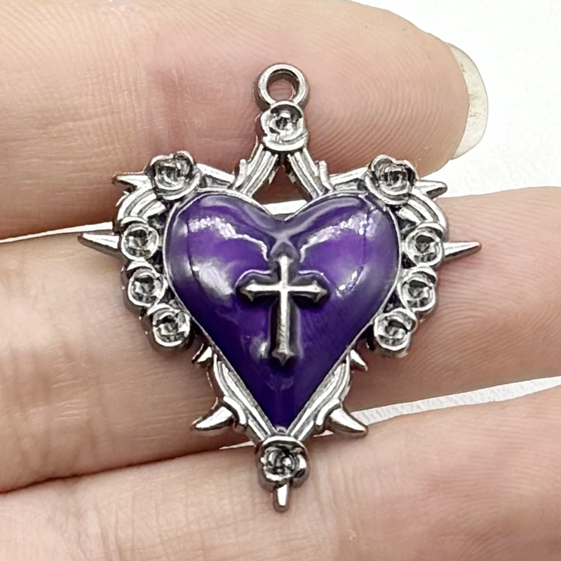 5p جديد ريترو الظلام نمط شخصية شوكة روز الصليب قلادة ملحق بندقية اللون سحر القرط سحر