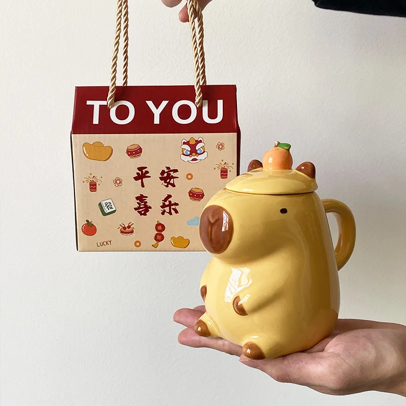 New Creative Capibara Ceramic Cup Kawaii Small Animal Kapibala Drink Cup Office Coffee Cup Home Water Cup Boy Girl Holiday Gift