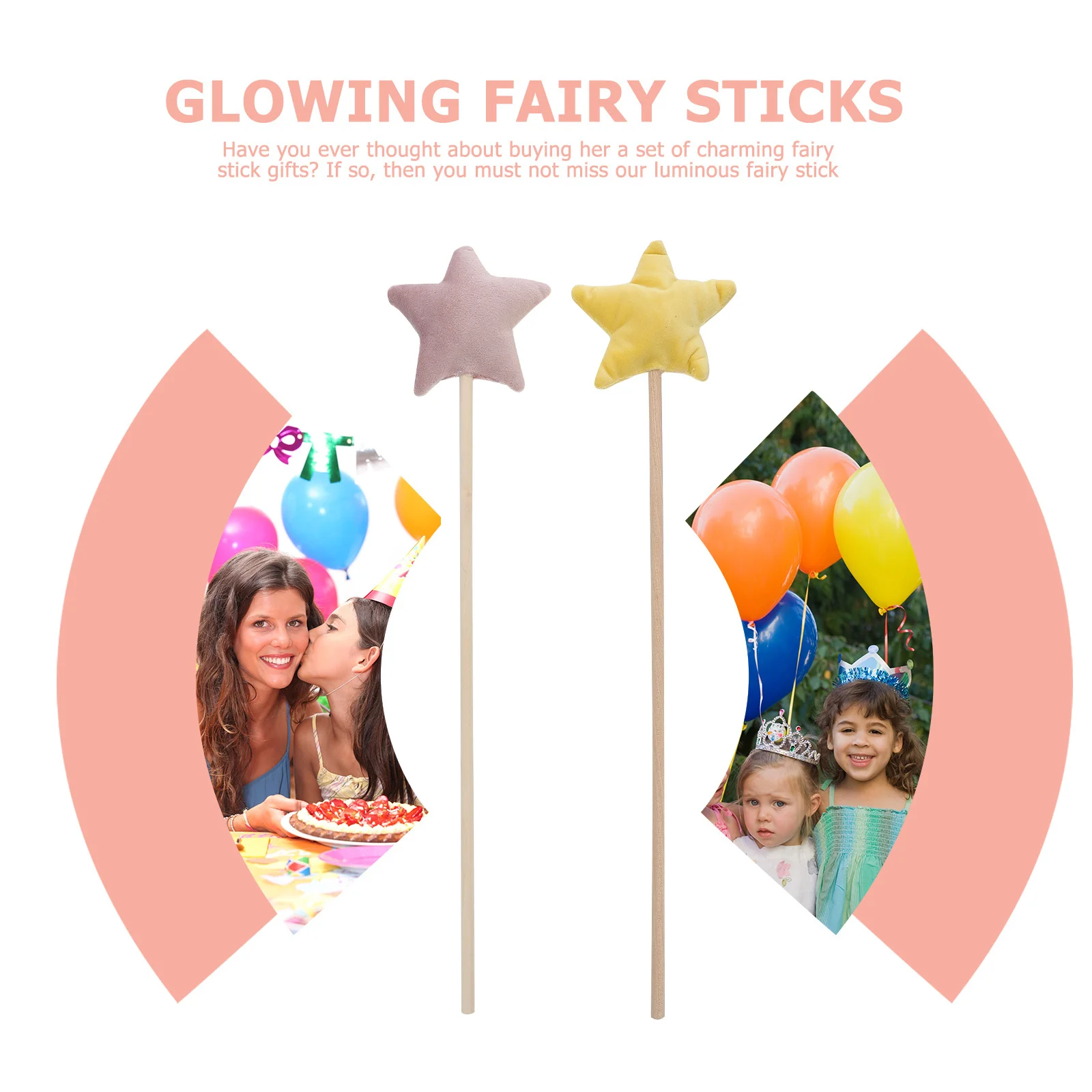 Baguette féerique en forme d'étoile, 2 pièces, accessoires magiques pour fête d'anniversaire pour enfants, accessoire de photographie de danse, baguette féerique en forme d'étoile