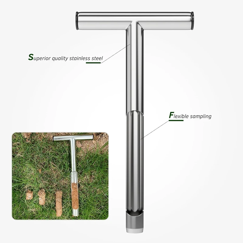 Soil Sample Probe, 12 Inch T-Style Handle Soil Probe Rod For Lawn Farm Golf Course, Soil Probes For Soil Sampling, Easy To Use