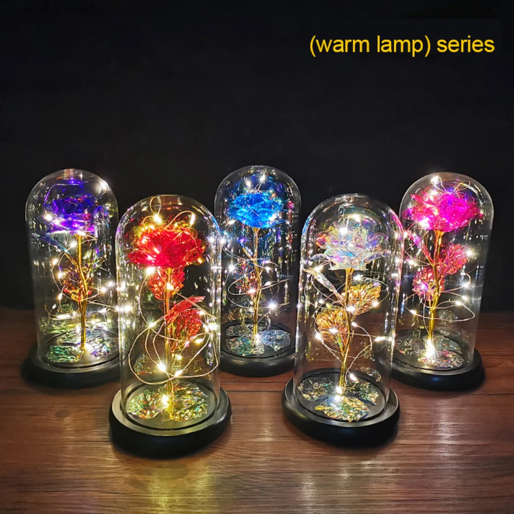 With Light Fairy String Lights With Glass Cover Led Enchanted Galaxy Rose Thin Flexible Handmade Plastic Flowers Home Decoration