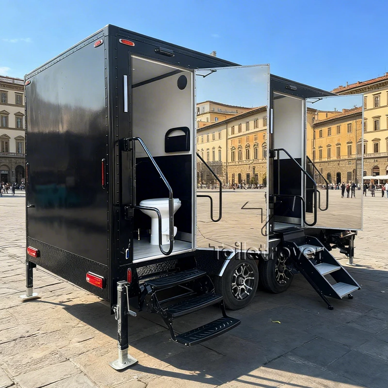 

DOT Approved Mobile Restroom Trailer Luxury Portable Toilet Trailer for Outdoor Events with Sink and LED Lighting