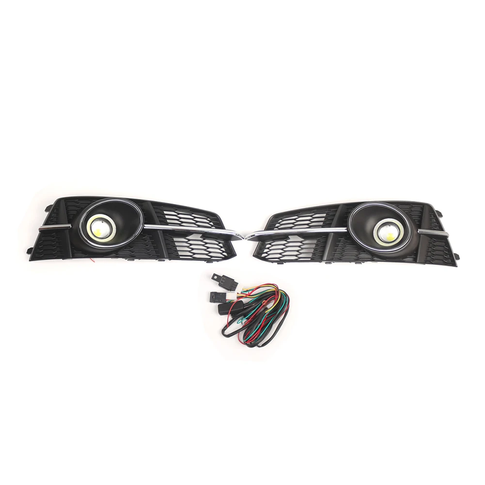 S-Line Bumper Cover White Front Fog Light Kit ABS Material Non-deformable Quick Installation Front Bumper Replacement