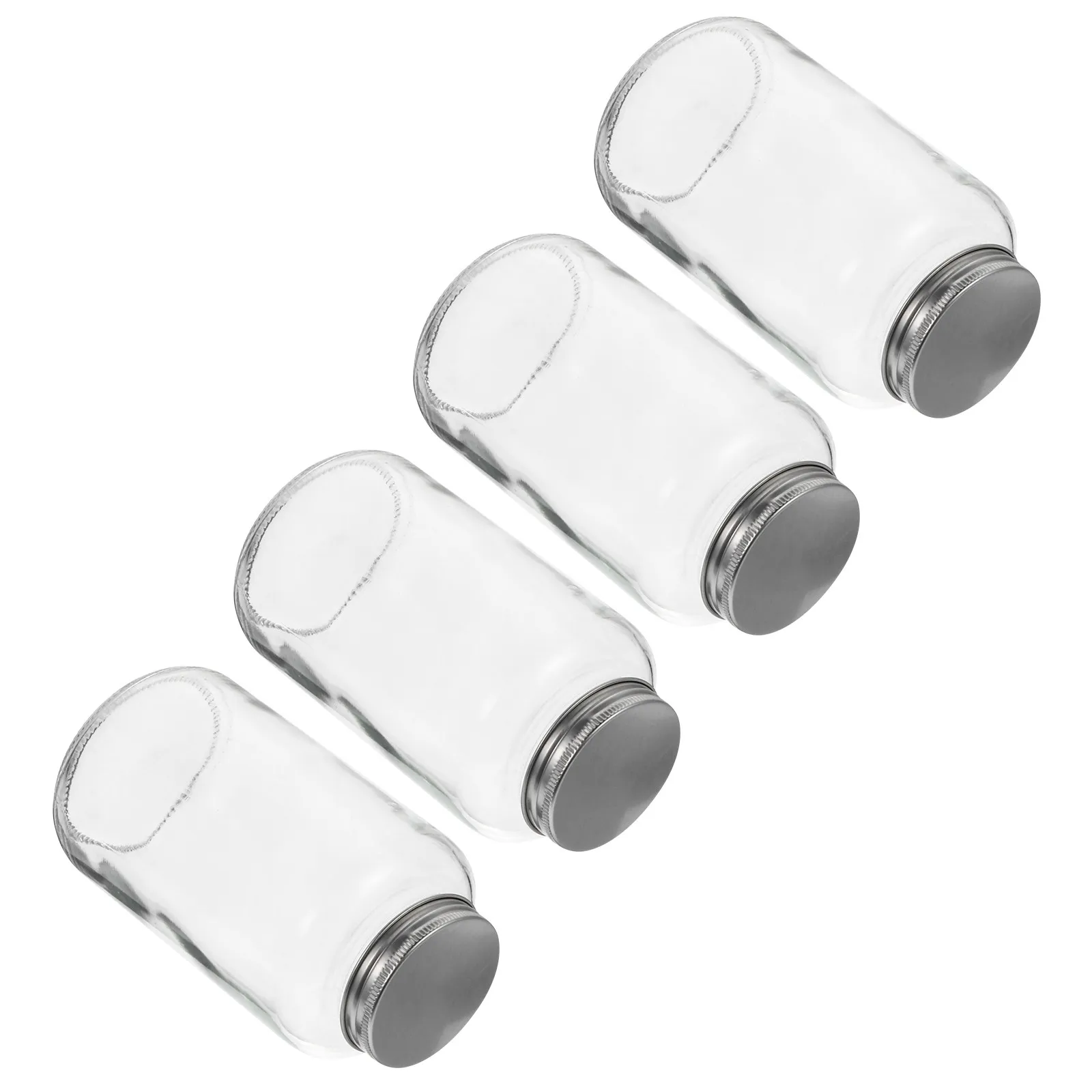 

4Pcs 500ml Glass Beverage Bottles Transparent Milk Tea Juice Containers Safe Reusable Glass Drink Bottles Beverage Container