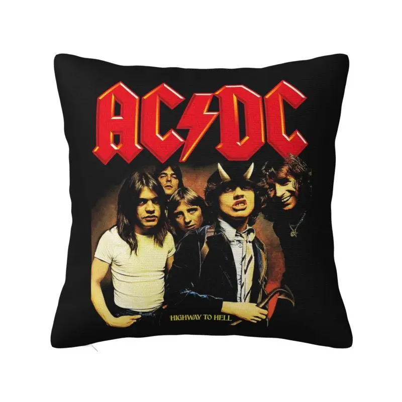 Custom Vintage Rock AC DC Cushion Cover 45x45cm Heavy Metal Music Band Soft Luxury Pillow Case