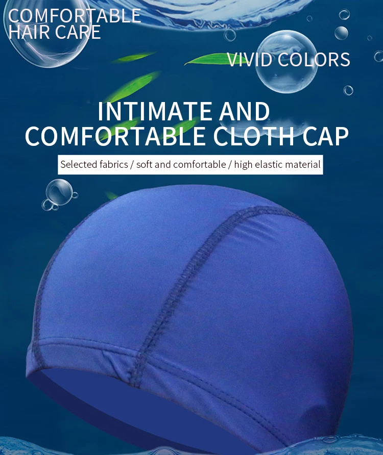 Swimming Cap Elastic Waterproof PU Fabric Protect Ears Long Hair Sports Swim Pool Hat  Free size for Men & Women Adults