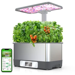 WiFi Indoor Garden,Hydroponics Growing System Kit,8 Pods Herbs Soilless Planting Gardening Box with LED Grow Lights -Remote